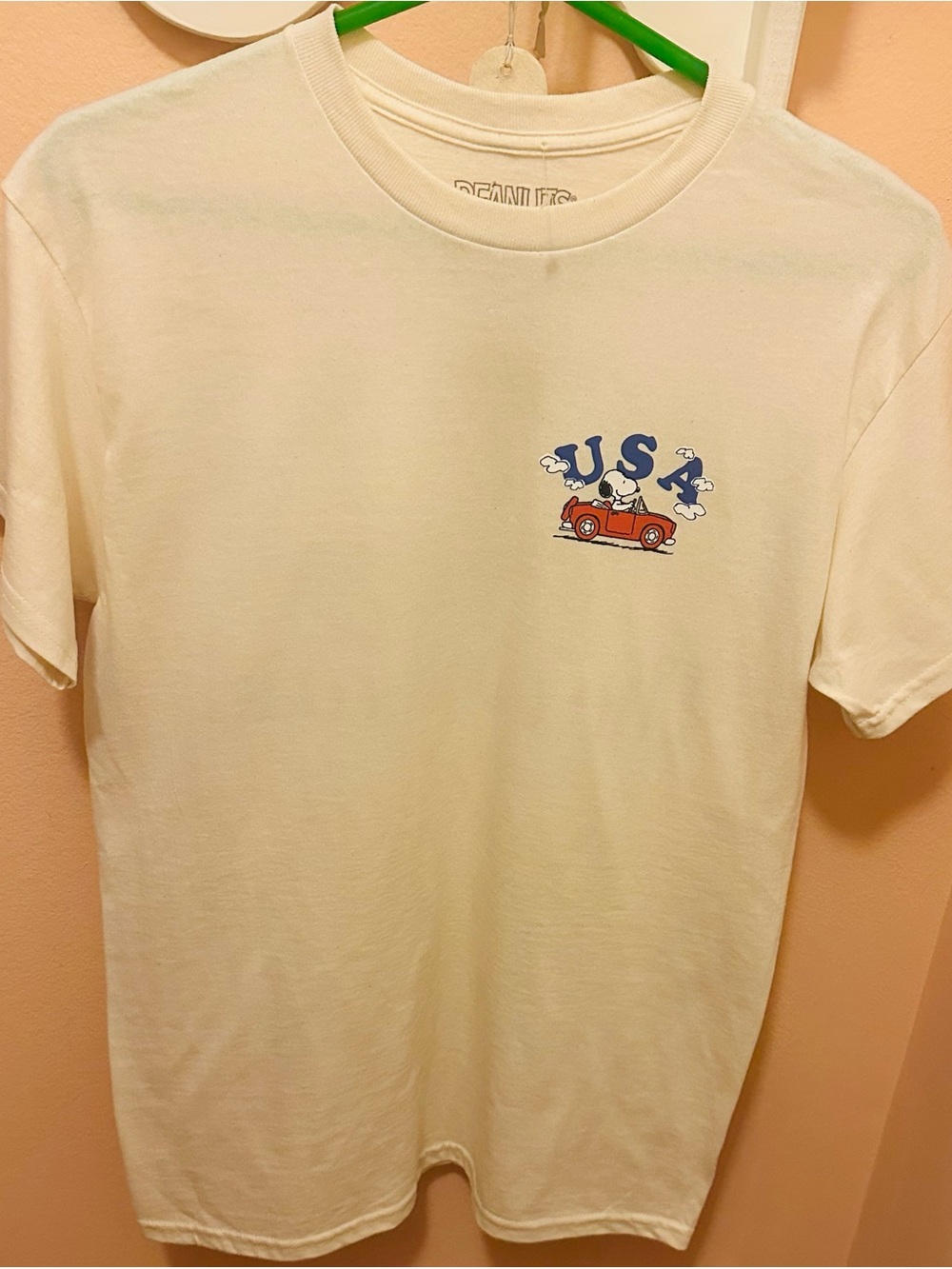 Peanuts USA Pocket Graphic Tee - Cream with Blue & Red